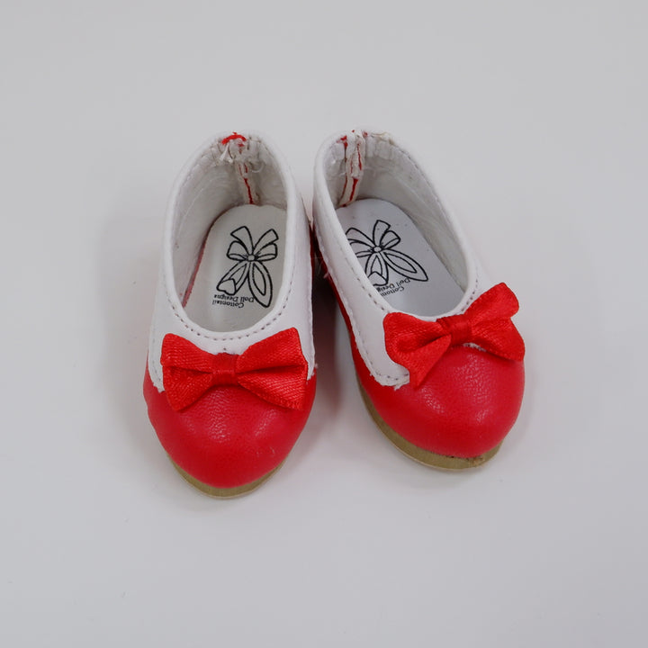 Collared Ballet Flats - Red & White