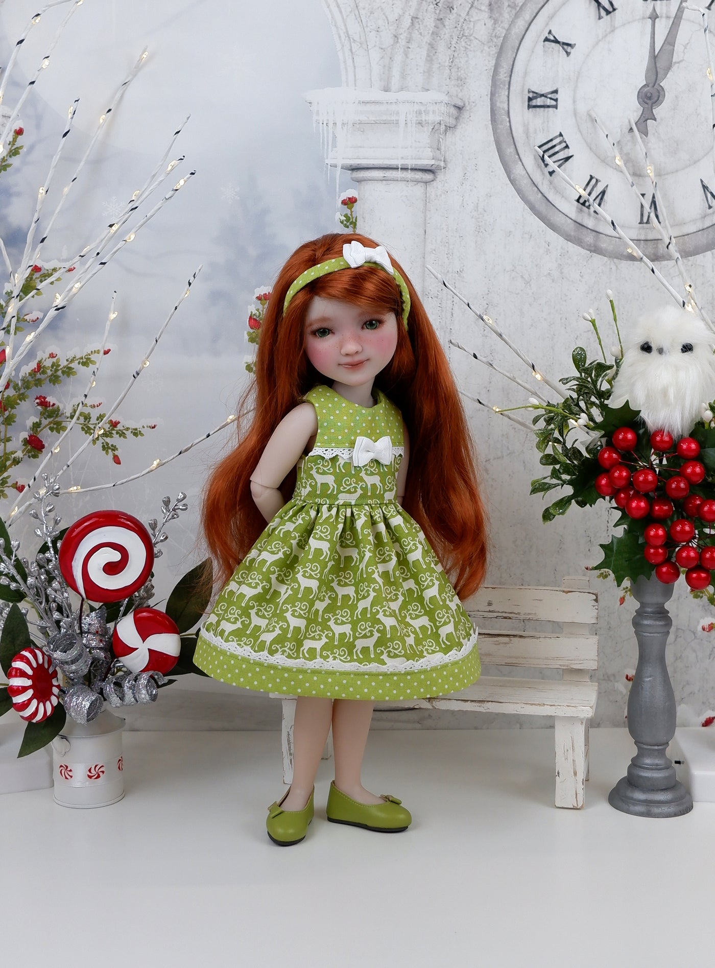 Reindeer Crossing - dress with shoes for Ruby Red Fashion Friends doll