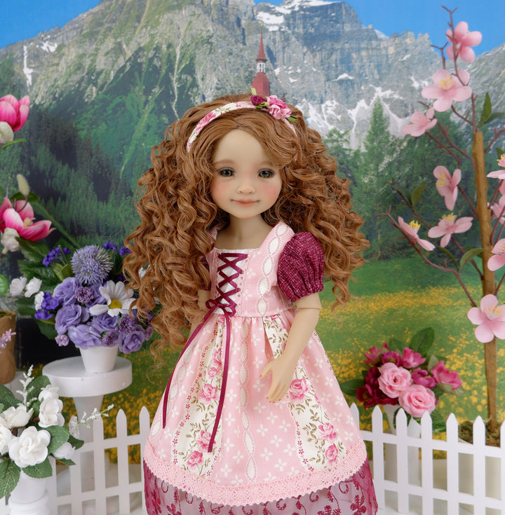 Romantic Bavarian Rose - dress ensemble with shoes for Ruby Red Fashion Friends doll