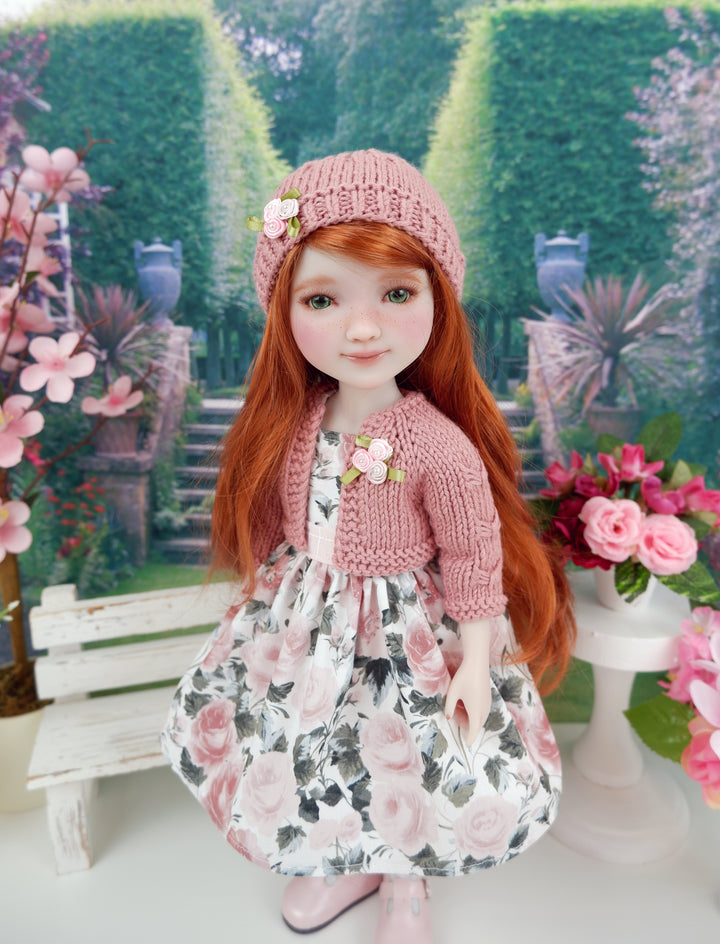 Rose Blush - dress and sweater set with shoes for Ruby Red Fashion Friends doll