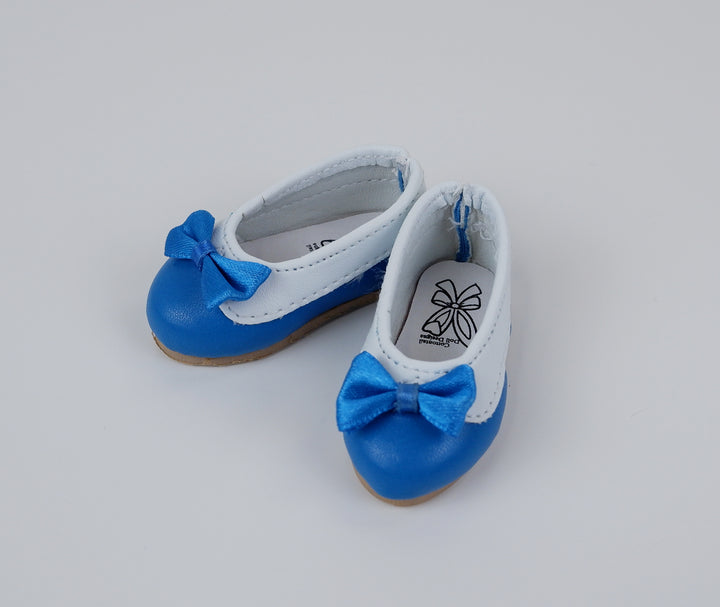 Collared Ballet Flats - Royal Blue & White