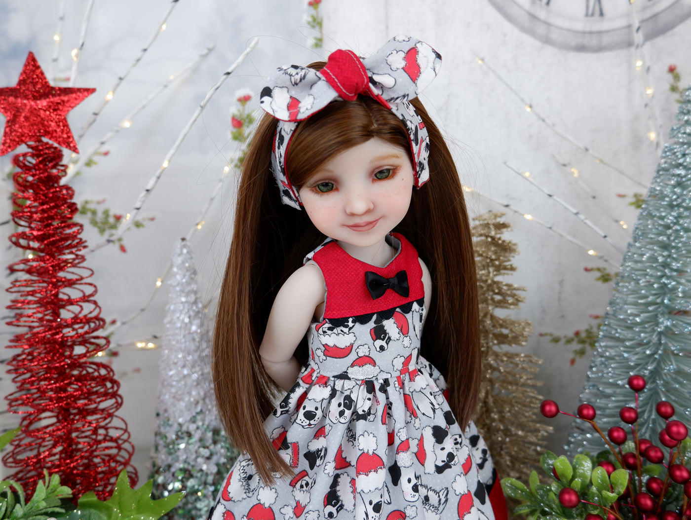 Santa Pups - dress with boots for Ruby Red Fashion Friends doll
