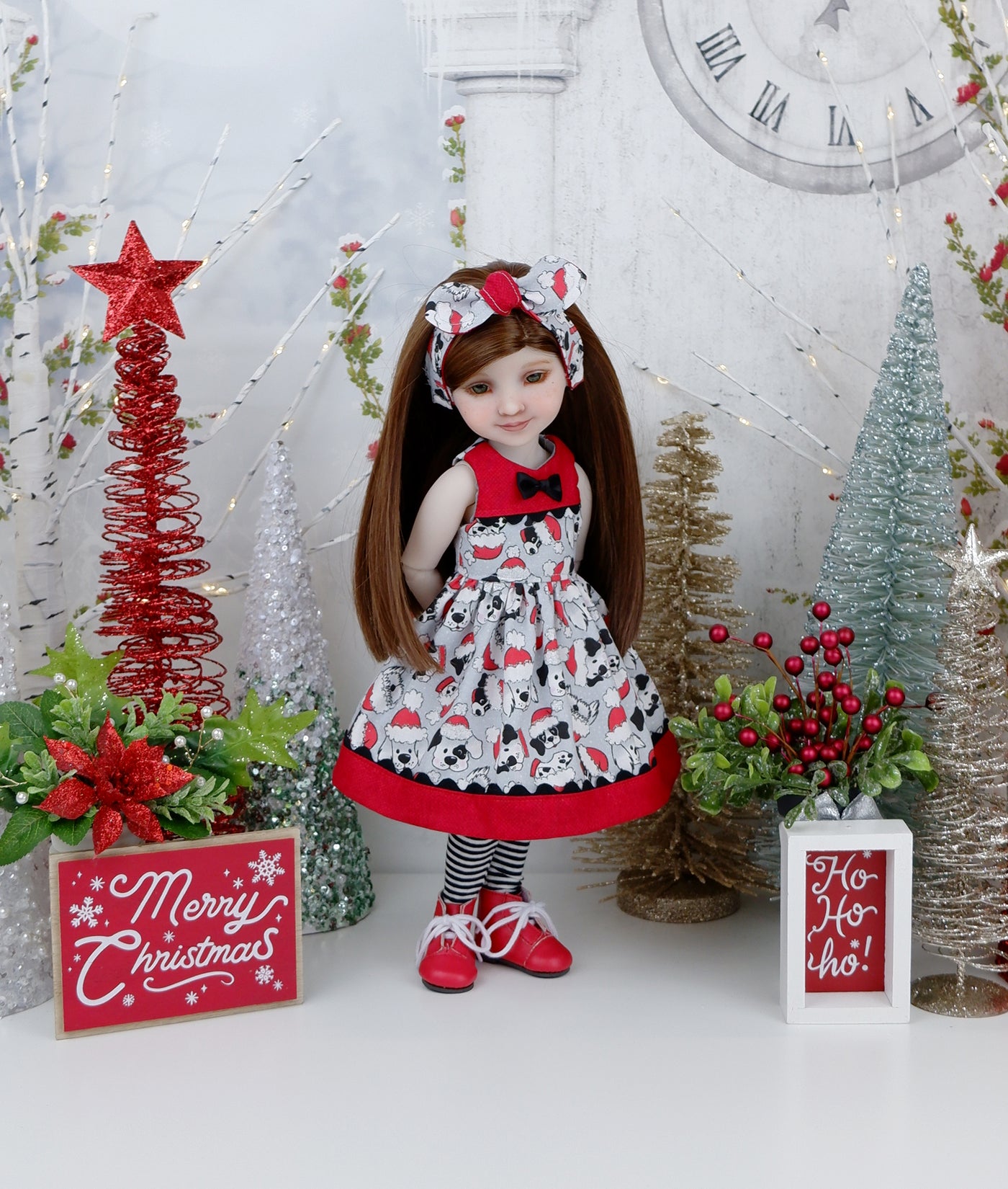Santa Pups - dress with boots for Ruby Red Fashion Friends doll