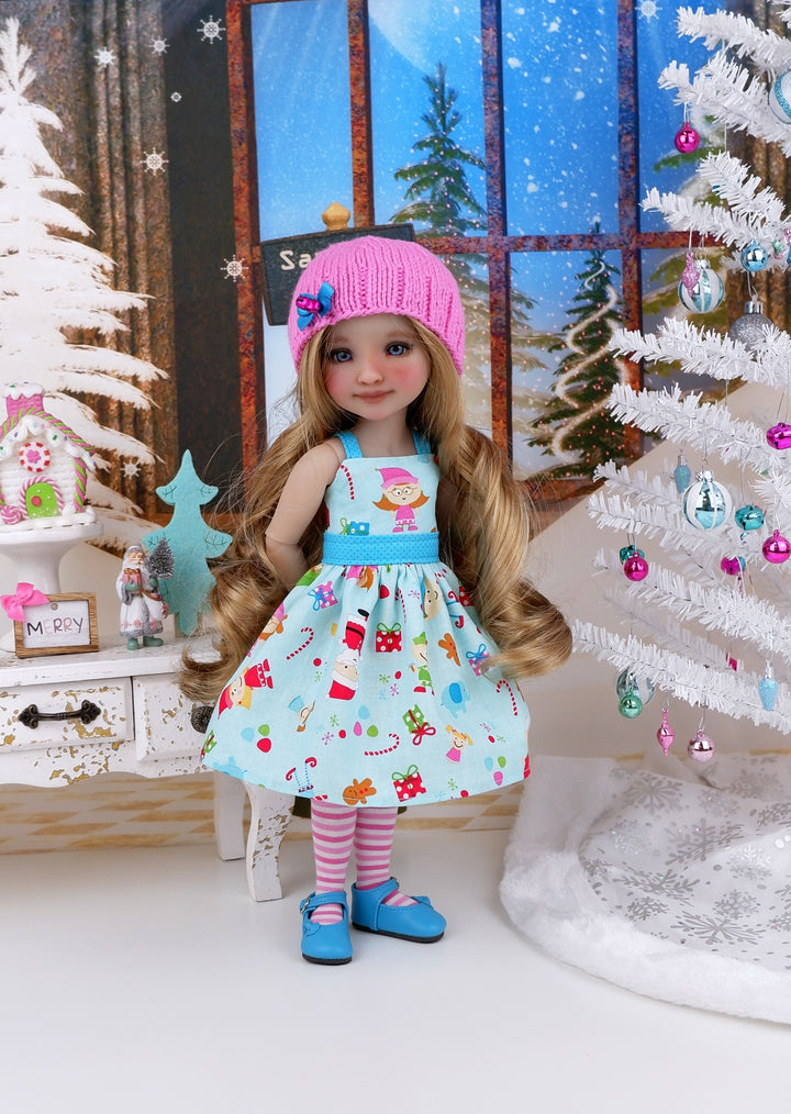 Santa's Toy Shoppe - dress and sweater set with shoes for Ruby Red Fashion Friends doll