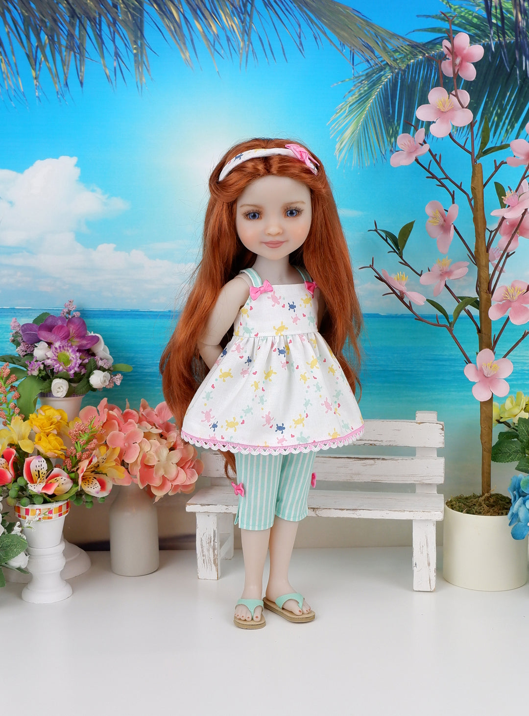 Sea Turtles - top & capris with shoes for Ruby Red Fashion Friends doll