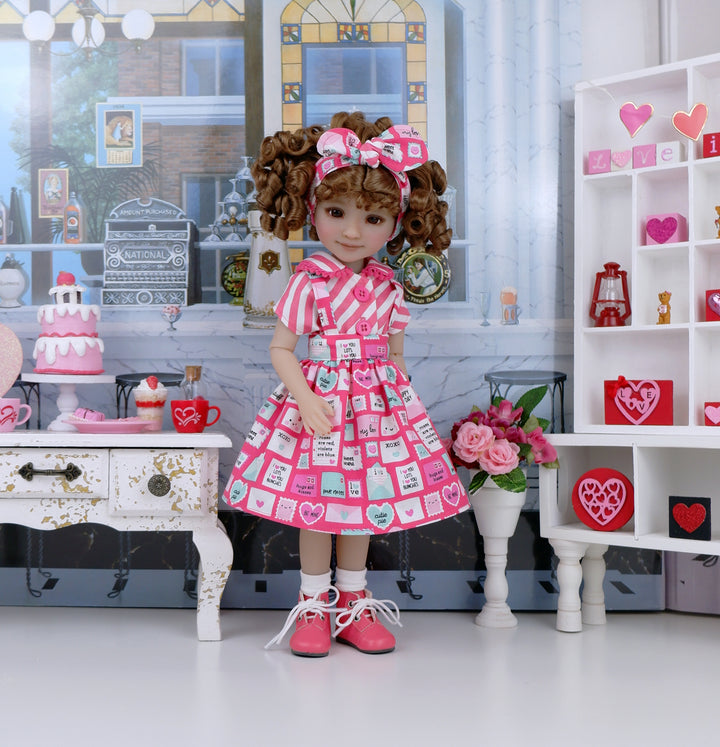Sending Valentines - blouse & jumper with boots for Ruby Red Fashion Friends doll