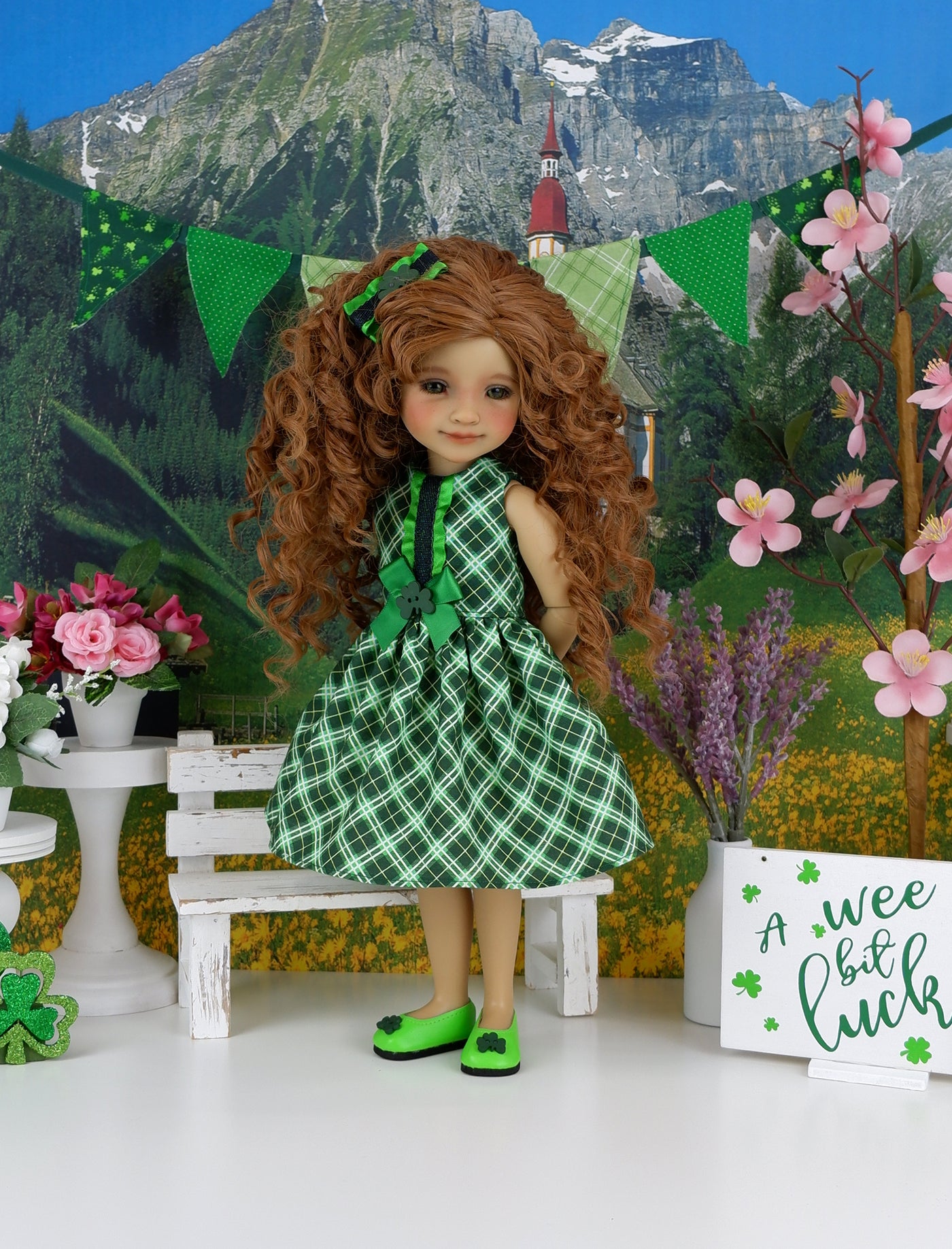 Shamrock Plaid - dress with shoes for Ruby Red Fashion Friends doll