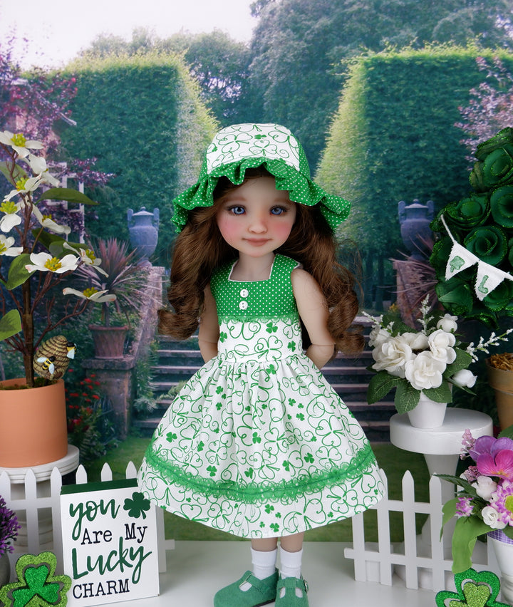 Shamrock Scribbles - dress with shoes for Ruby Red Fashion Friends doll