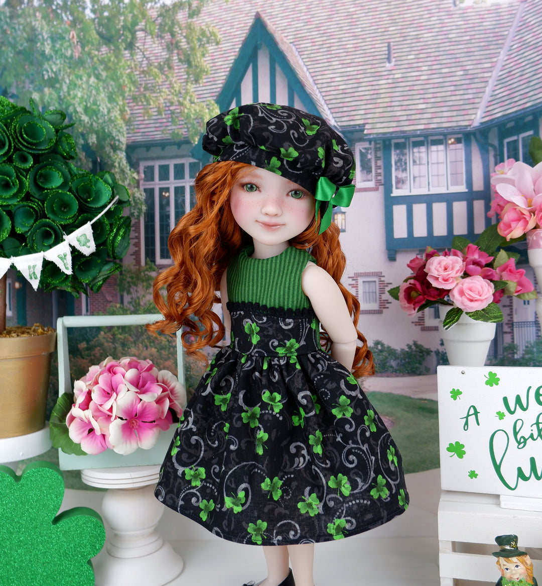 Shamrock Swirl - dress ensemble with shoes for Ruby Red Fashion Friends doll