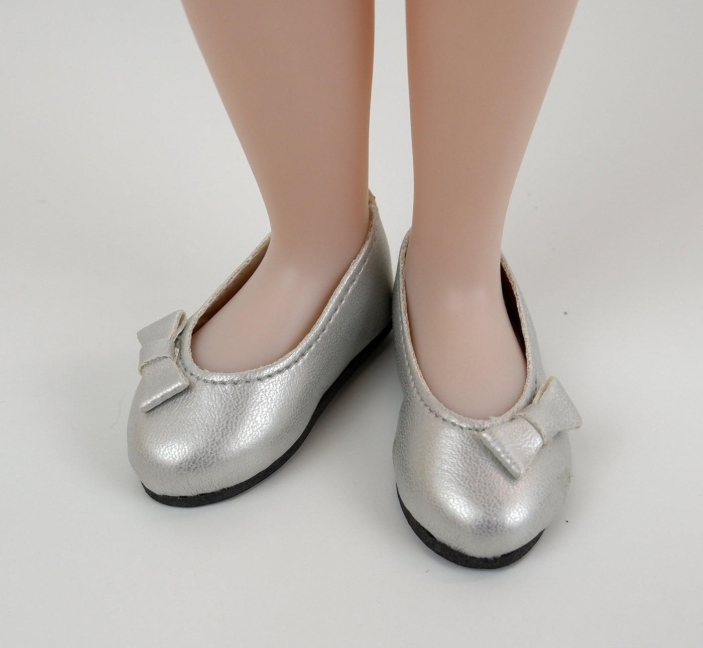 Bow Toe Ballet Flats - Silver