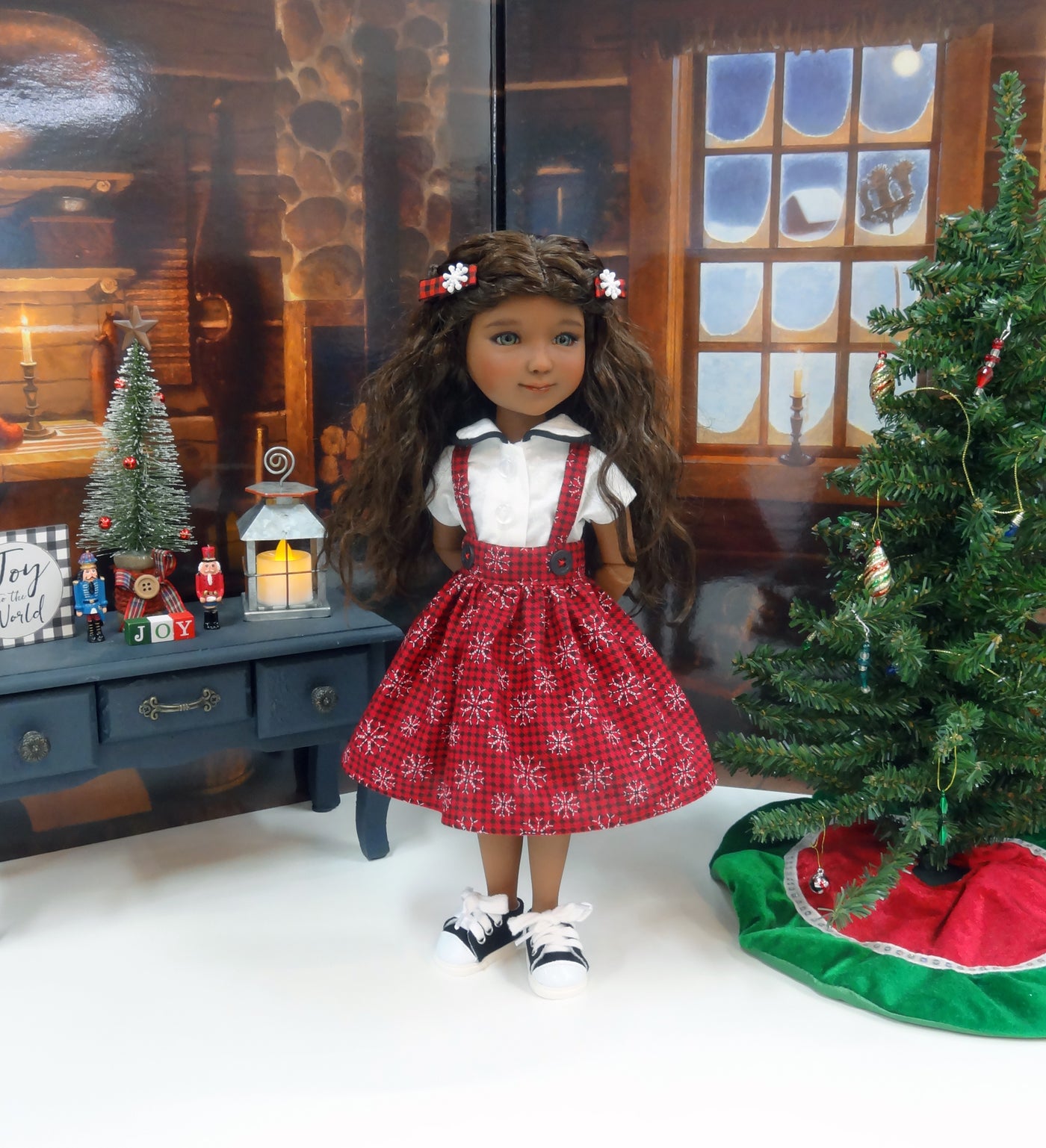 Snowflake Check - blouse & jumper for Ruby Red Fashion Friends doll