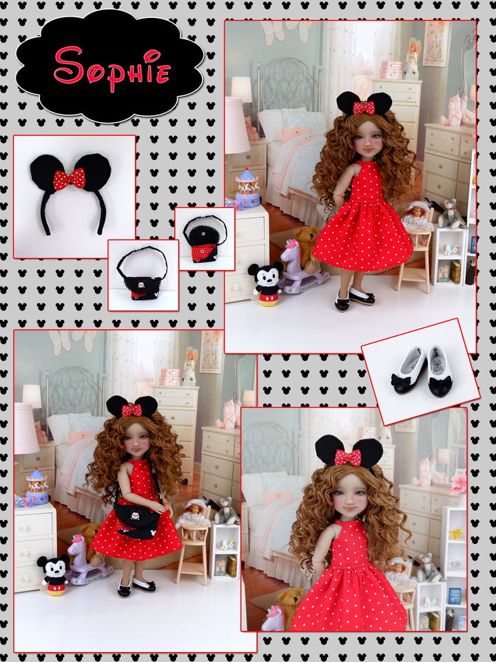 Sophie - custom Mickey Mouse theme Ruby Red Fashion Friend doll & wardrobe