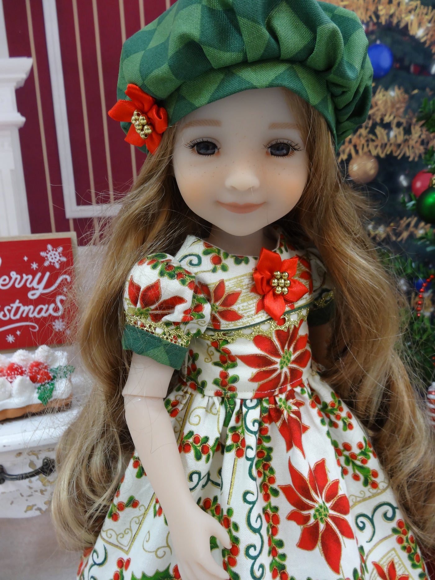 Splendid Poinsettia - dress ensemble for Ruby Red Fashion Friends doll
