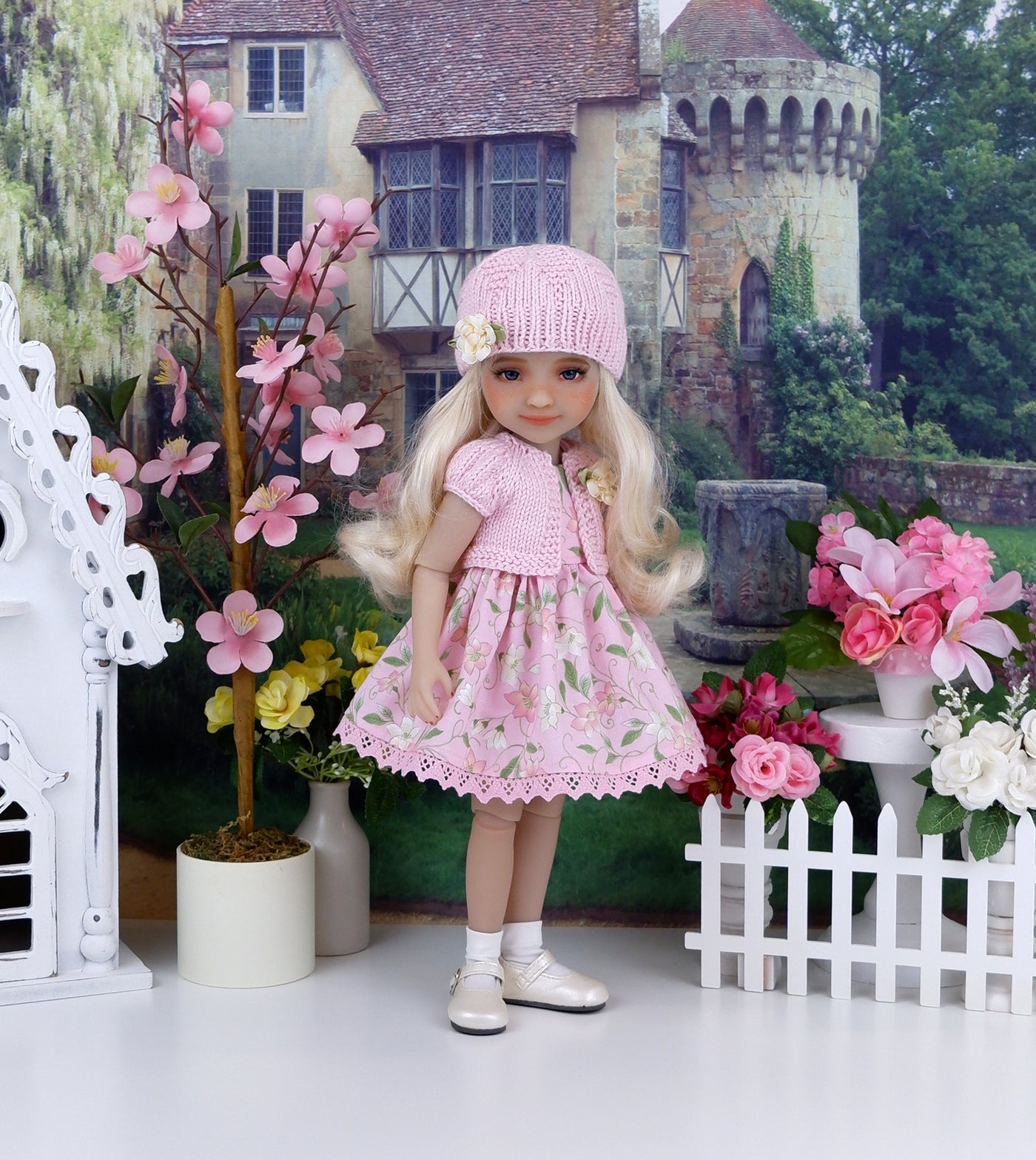 Spring Clematis - dress and sweater set with shoes for Ruby Red Fashion Friends doll