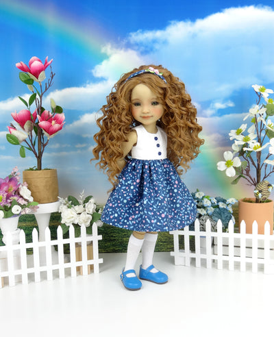 Spring Posies - dress and sweater with shoes for Ruby Red Fashion Friends doll