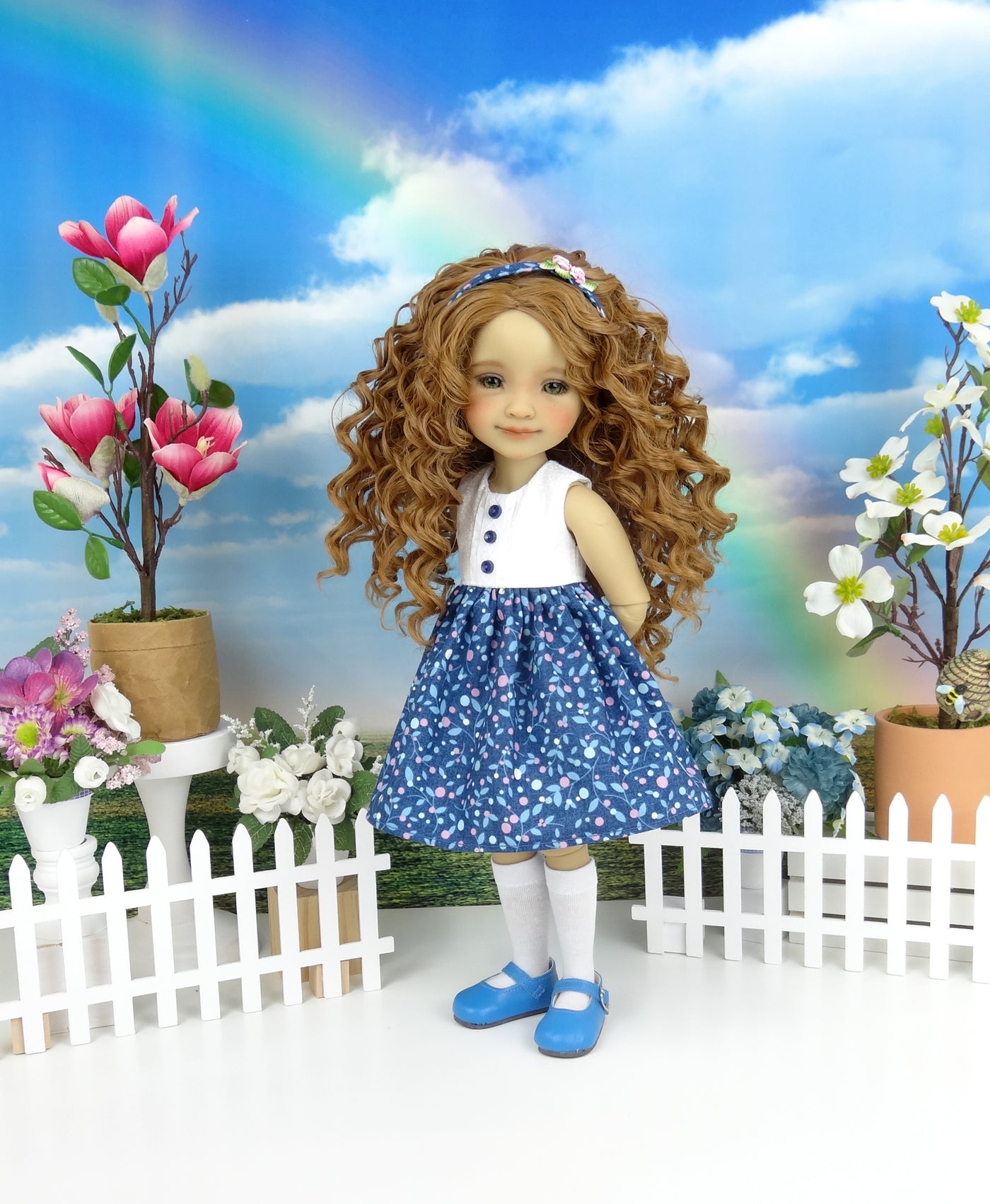 Spring Posies - dress and sweater with shoes for Ruby Red Fashion Friends doll