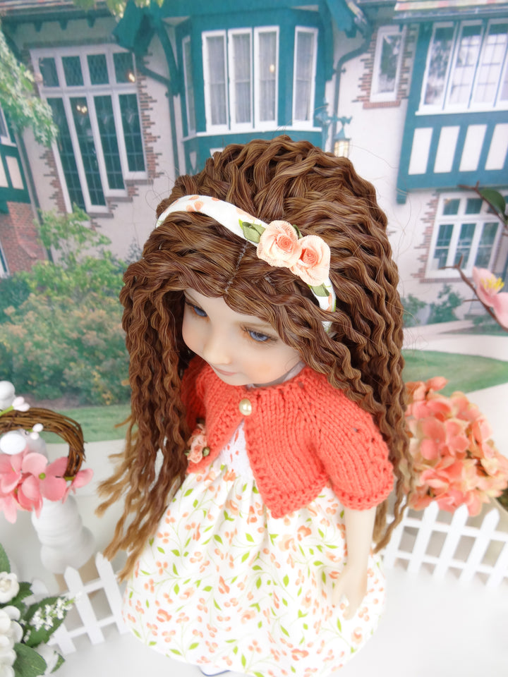 Springtime Peach - dress and sweater with shoes for Ruby Red Fashion Friends doll