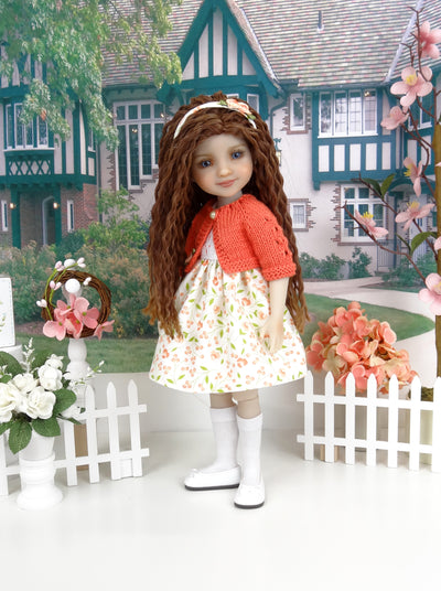 Springtime Peach - dress and sweater with shoes for Ruby Red Fashion Friends doll