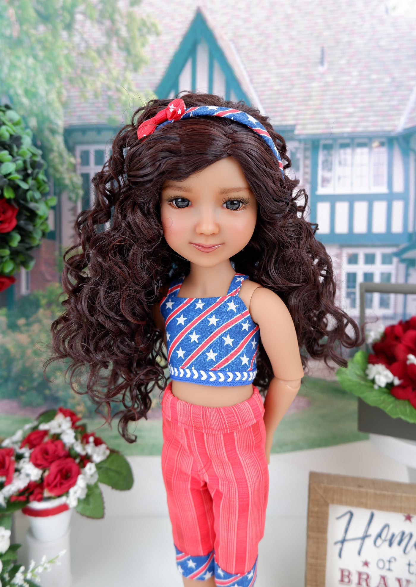 Star Spangled Cutie - crop top & capris with shoes for Ruby Red Fashion Friends doll