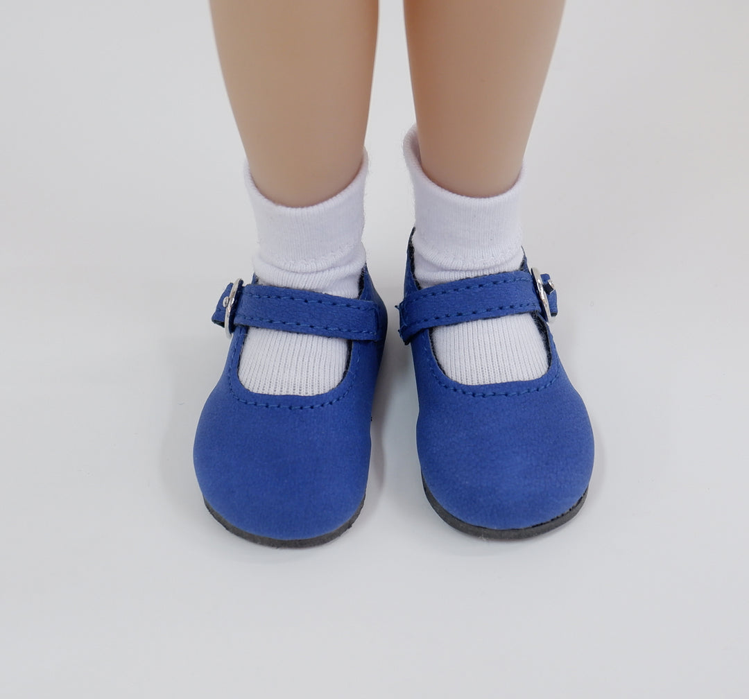 FACTORY SECONDS Simple Mary Jane Shoes - Suede Cobalt