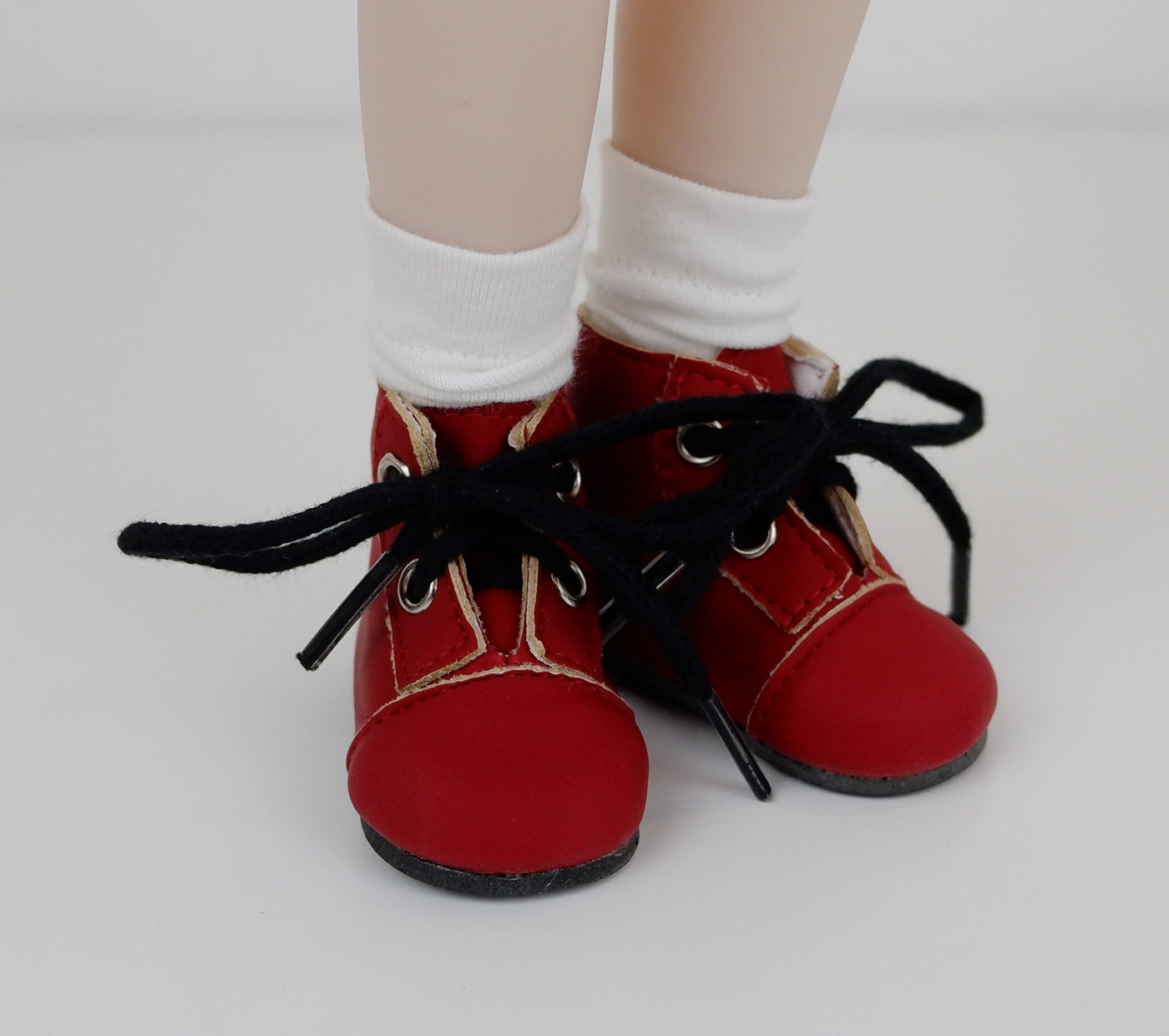 Ankle Lace Up Boots - Matte Crimson