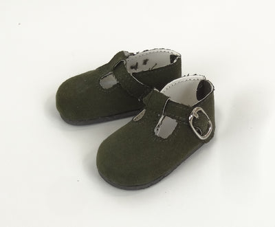T-Strap Dress Shoes - Suede Moss Green