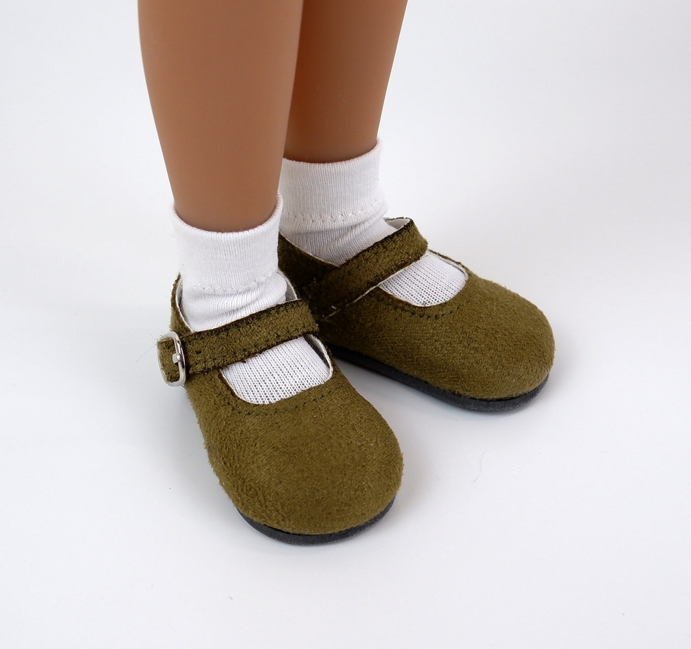 Simple Mary Jane Shoes - Suede Olive
