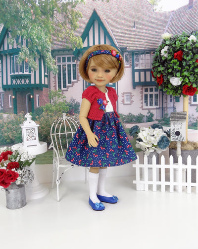 Sugared Cherries - dress and sweater with shoes for Ruby Red Fashion Friends doll