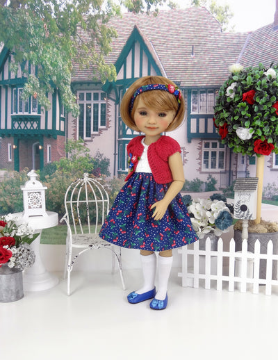 Sugared Cherries - dress and sweater with shoes for Ruby Red Fashion Friends doll