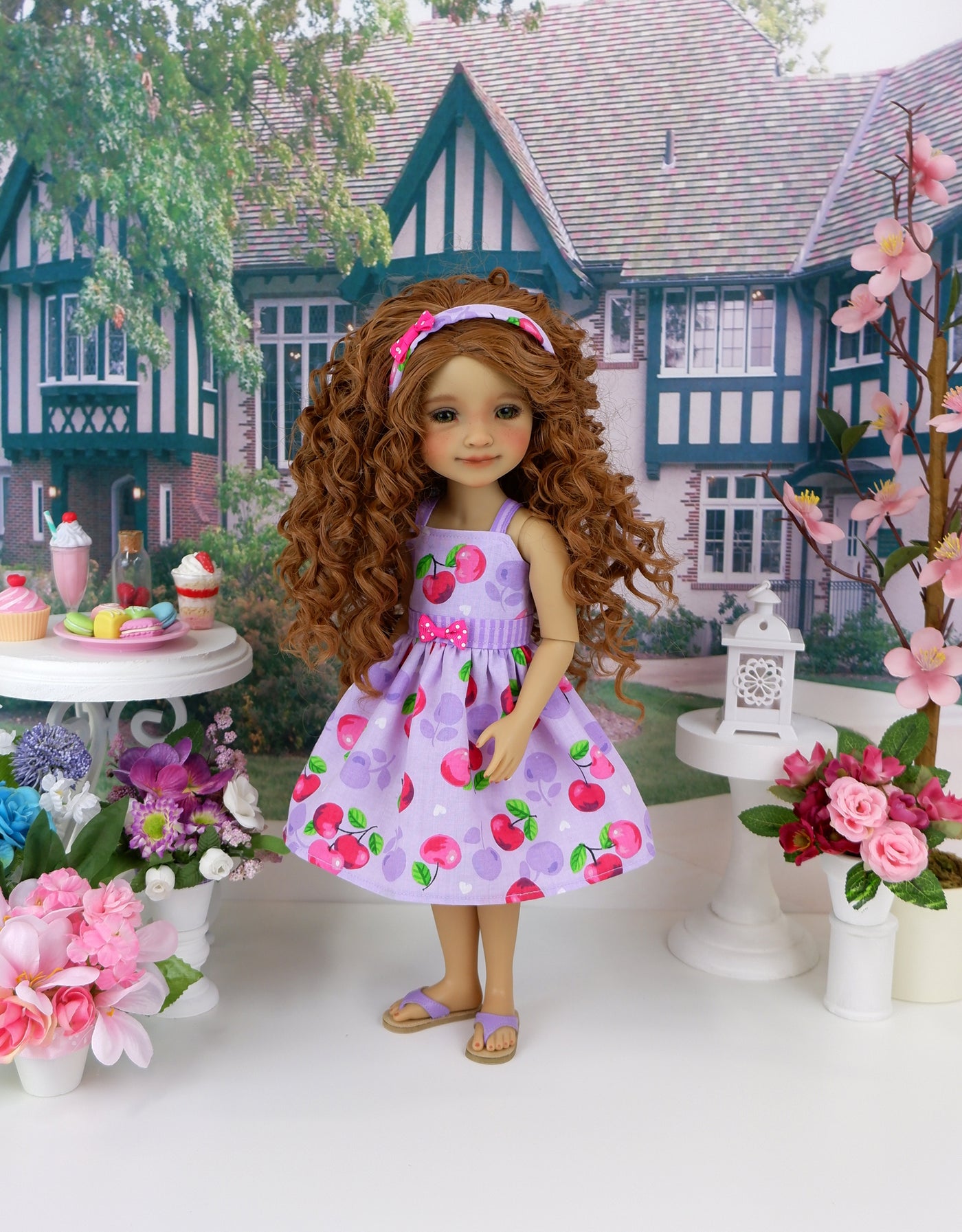 Summer Cherries - dress with shoes for Ruby Red Fashion Friends doll