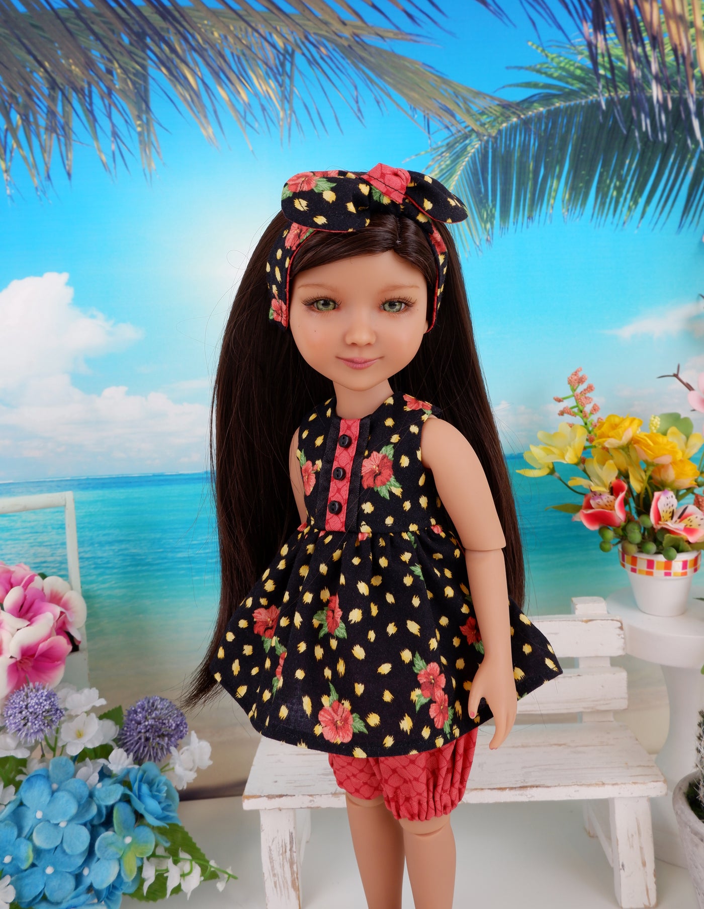 Summer Hibiscus - top & bloomers with shoes for Ruby Red Fashion Friends doll