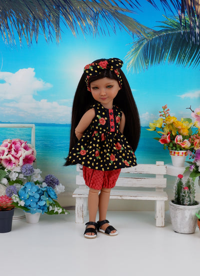 Summer Hibiscus - top & bloomers with shoes for Ruby Red Fashion Friends doll