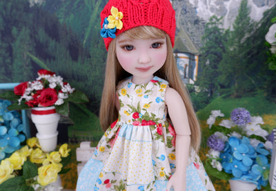 Summer Patchwork - dress and sweater set with boots for Ruby Red Fashion Friends doll