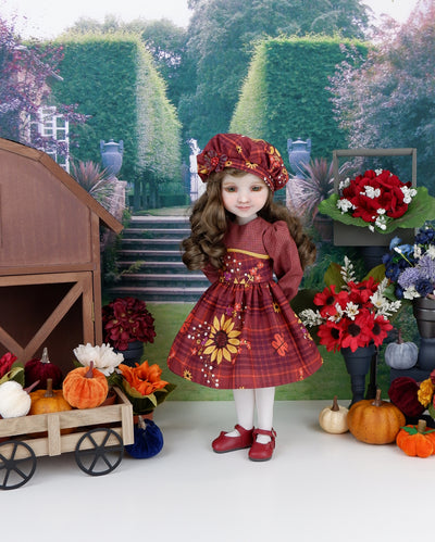 Sunflower Tartan - dress with shoes for Ruby Red Fashion Friends doll