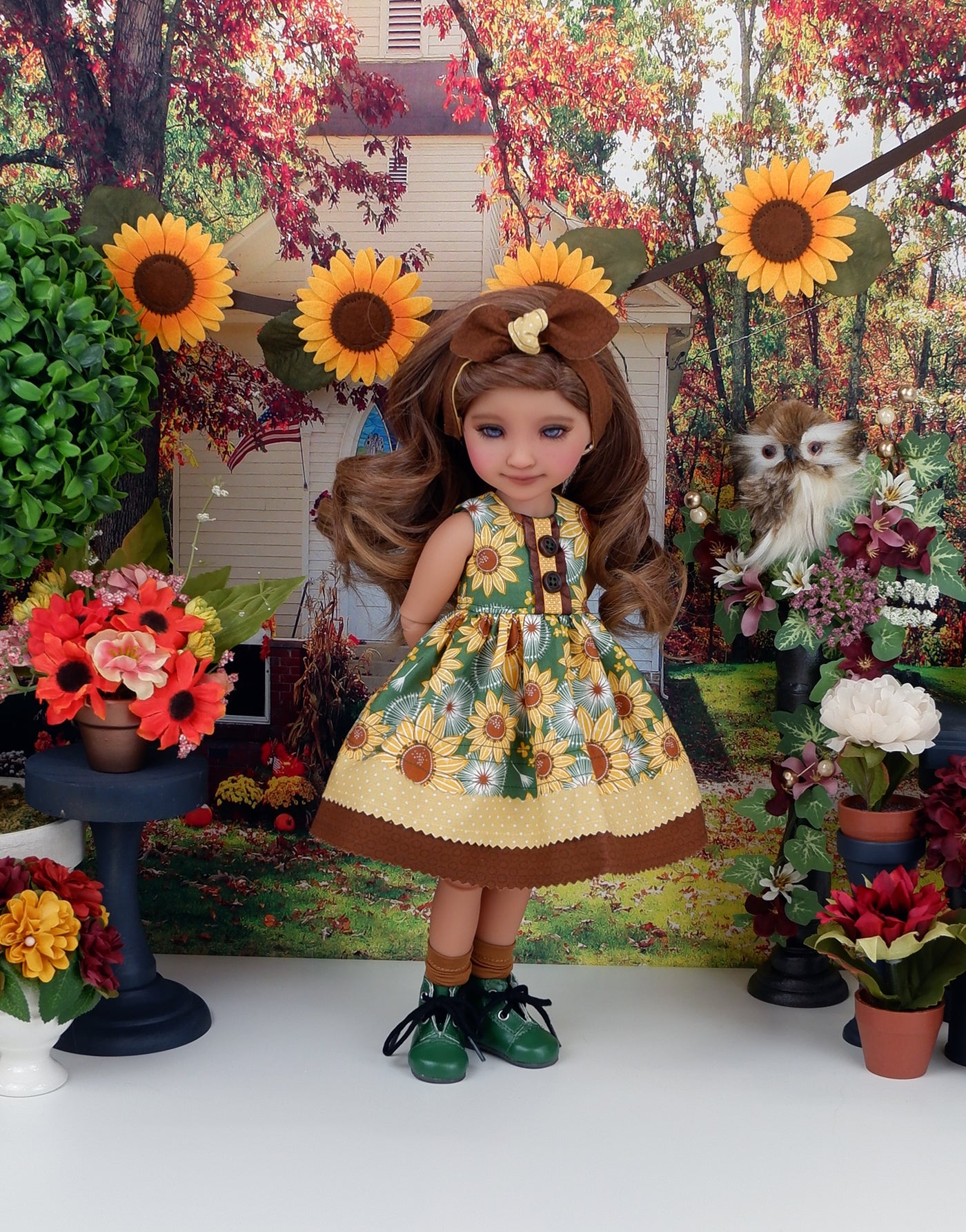 Sunflower Wishes - dress with boots for Ruby Red Fashion Friends doll