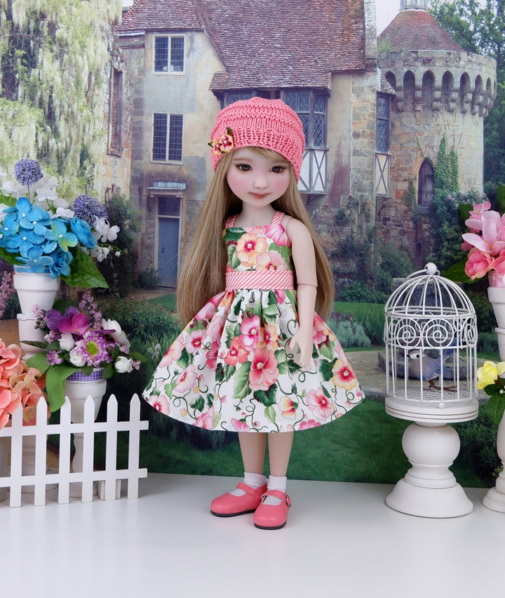 Sunrise Pansies - dress and sweater set with shoes for Ruby Red Fashion Friends doll