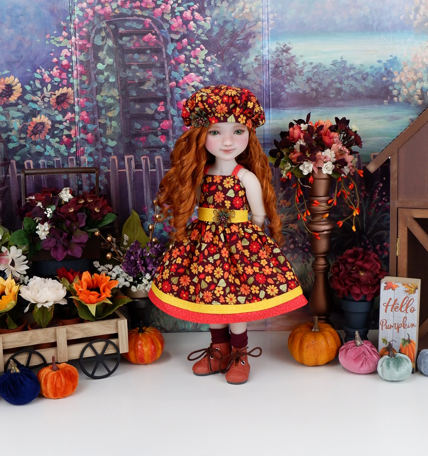Sunset Wildflowers - dress with boots for Ruby Red Fashion Friends doll