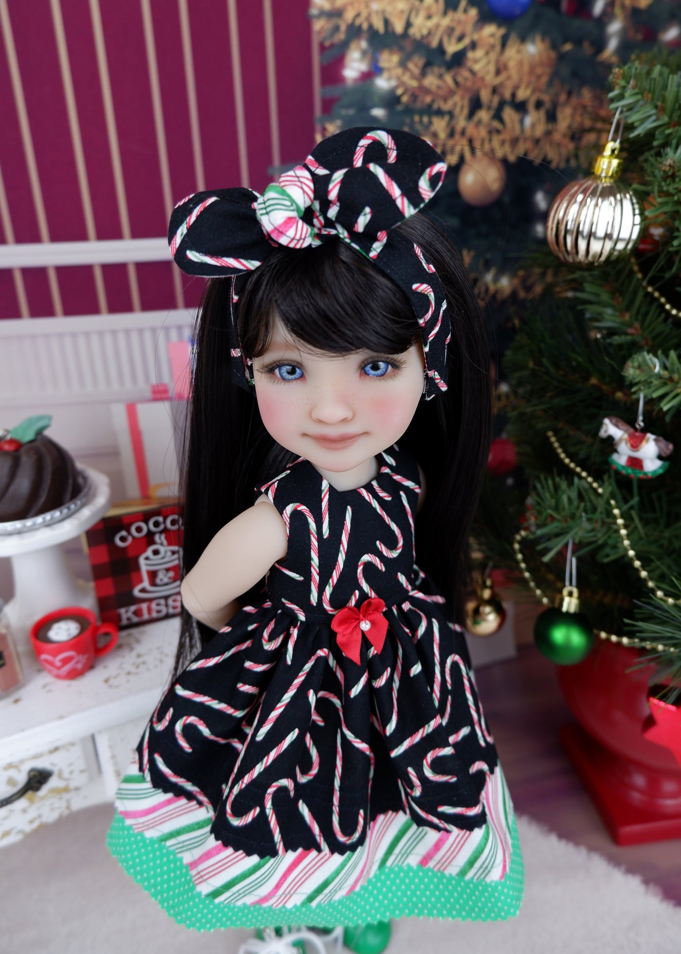 Sweet Candy Cane - dress with boots for Ruby Red Fashion Friends doll