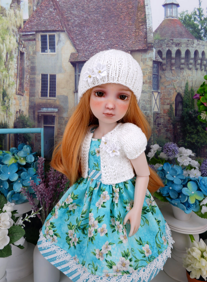 Sweet Gardenia - dress and sweater set with shoes for Ruby Red Fashion Friends doll
