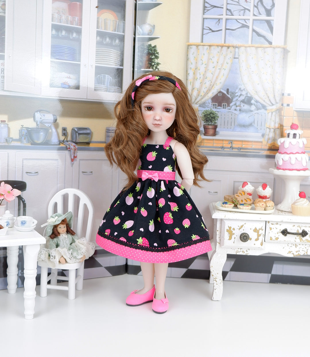 Sweet Strawberries - dress with shoes for Ruby Red Fashion Friends doll