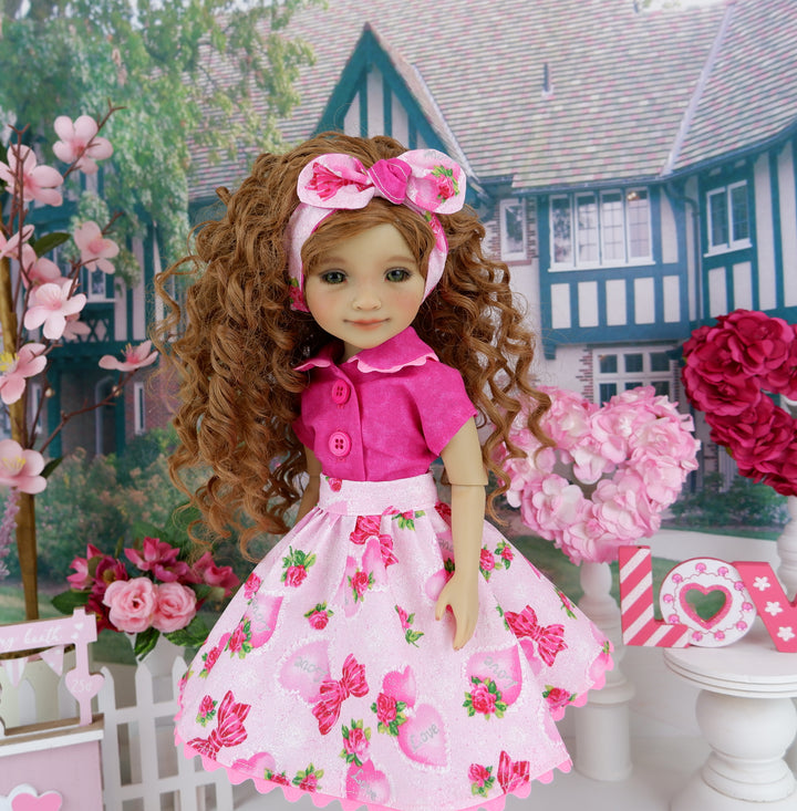 Sweet Valentine - blouse & skirt with shoes for Ruby Red Fashion Friends doll