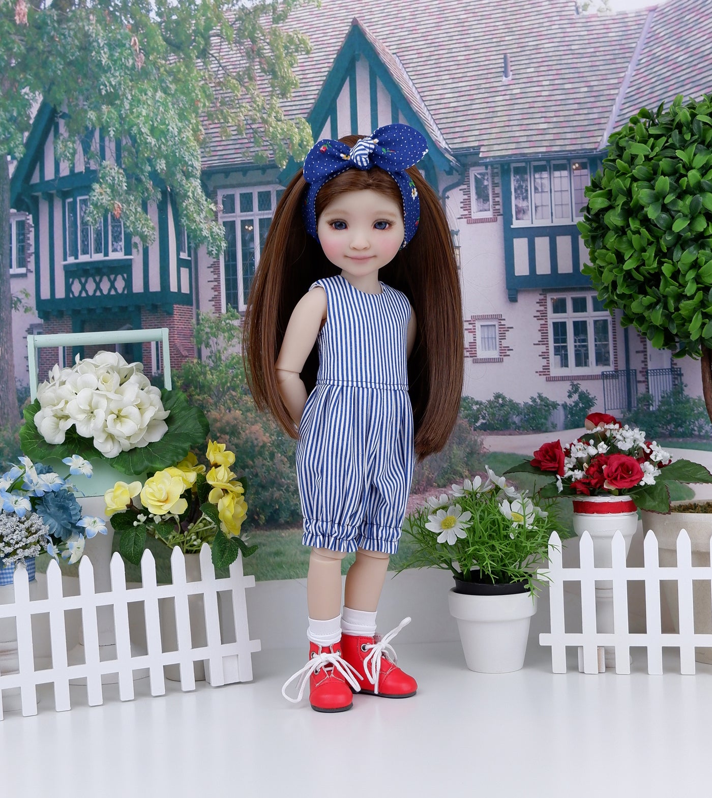 Swiss Daisy - romper and apron with boots for Ruby Red Fashion Friends doll