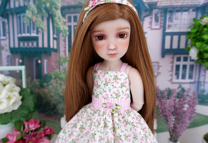 Tiny Pink Posies - dress with shoes for Ruby Red Fashion Friends doll