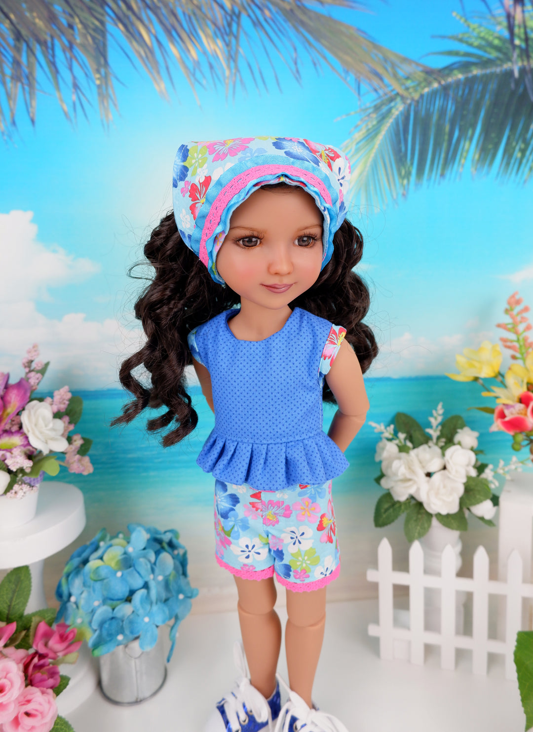 Tropic Hibiscus - top & shorts with shoes for Ruby Red Fashion Friends doll