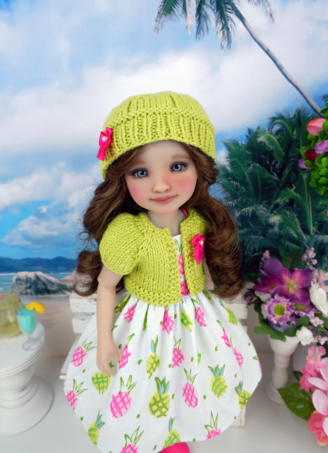 Tropical Pineapple - dress and sweater set with shoes for Ruby Red Fashion Friends doll