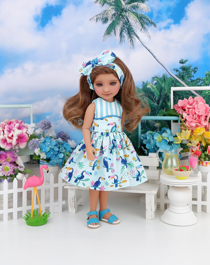 Tropical Toucan - dress and shoes for Ruby Red Fashion Friends doll