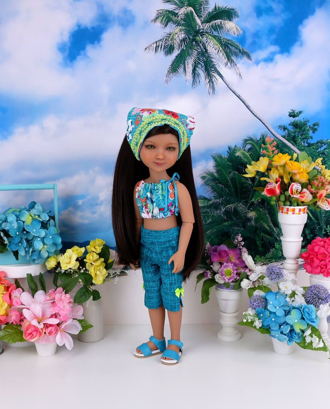 Tropical Vacation - crop top & capris with shoes for Ruby Red Fashion Friends doll