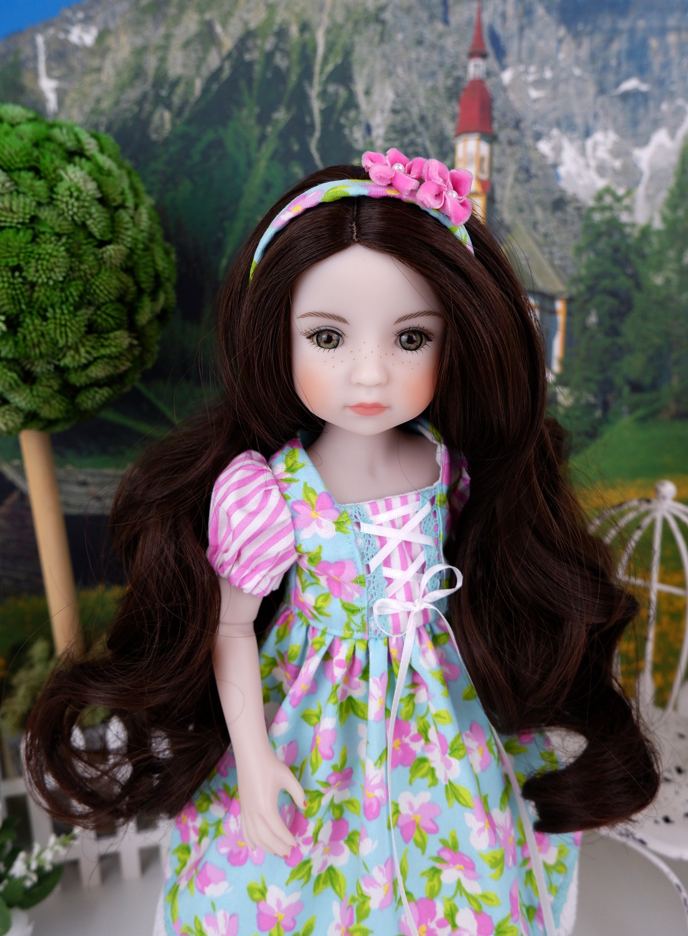 Tyrol Geranium - dress ensemble with shoes for Ruby Red Fashion Friends doll