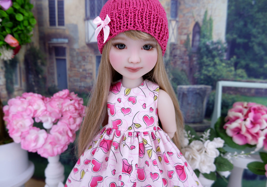 Valentine Flowers - dress and sweater set with shoes for Ruby Red Fashion Friends doll