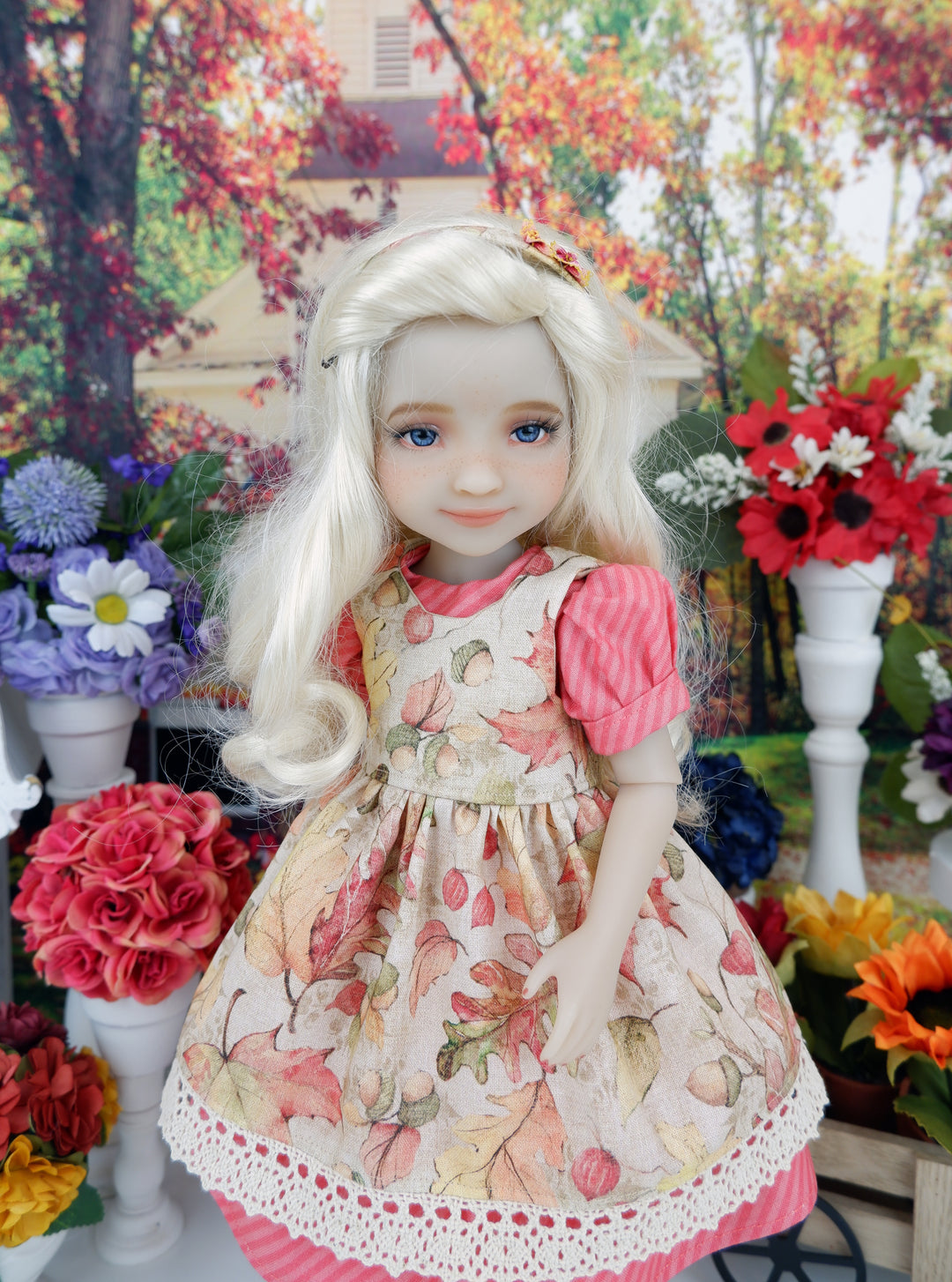 Valley Oak - dress & pinafore with boots for Ruby Red Fashion Friends doll